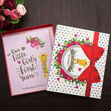 Baby Girl Gift Set With Baby Memory Book & 32 Baby Onesie Stickers - Gift Box