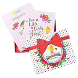 Baby Girl Gift Set With Baby Memory Book & 32 Baby Onesie Stickers - Gift Box