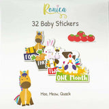 Ronica Farm Animal Baby Stickers - Set Of 32 - Stickers